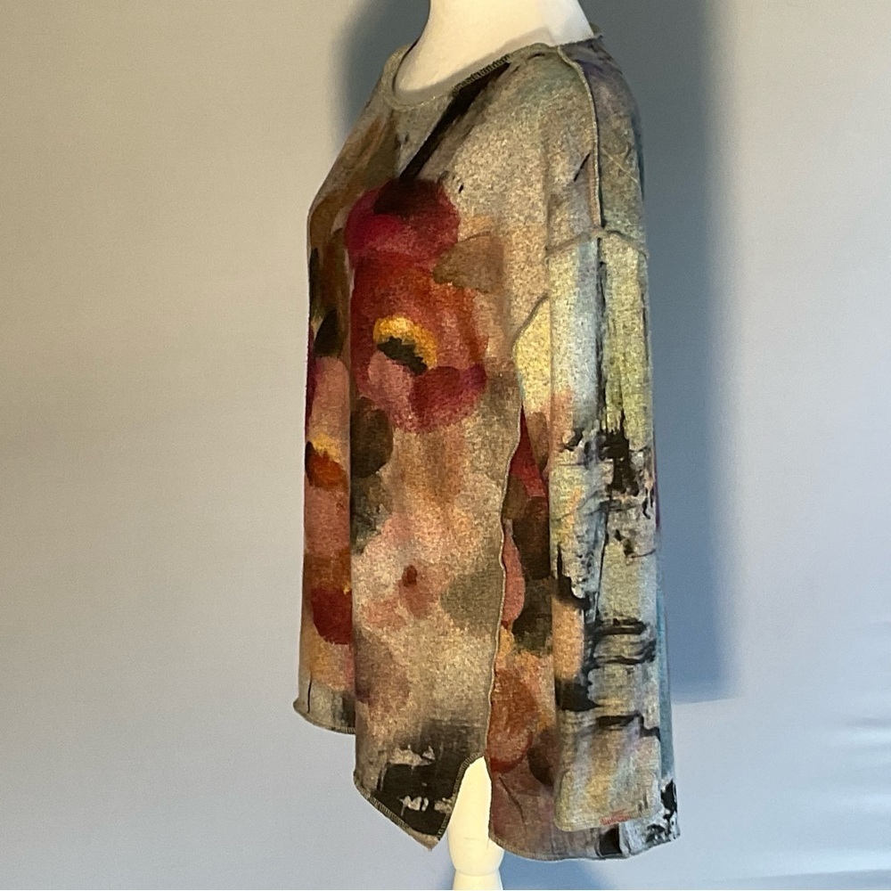 Trisha Tyler Floral Knit Sweater S Abstract Watercolor Pullover - Picture 10 of 16